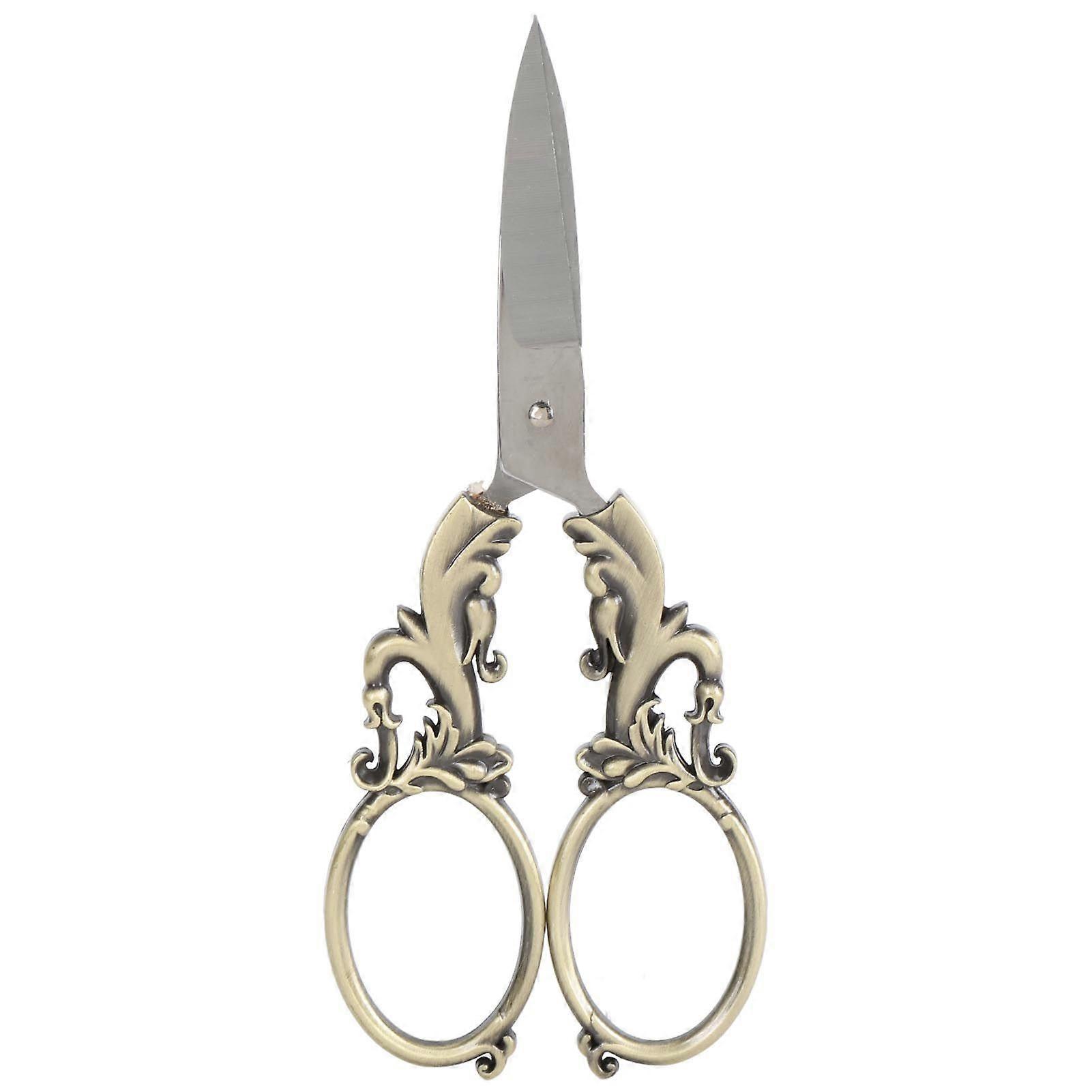5in Embroidery Scissors Stainless Steel Tip Multifunctional Portable Vintage Scissors for Handmade Projects Antique Brass