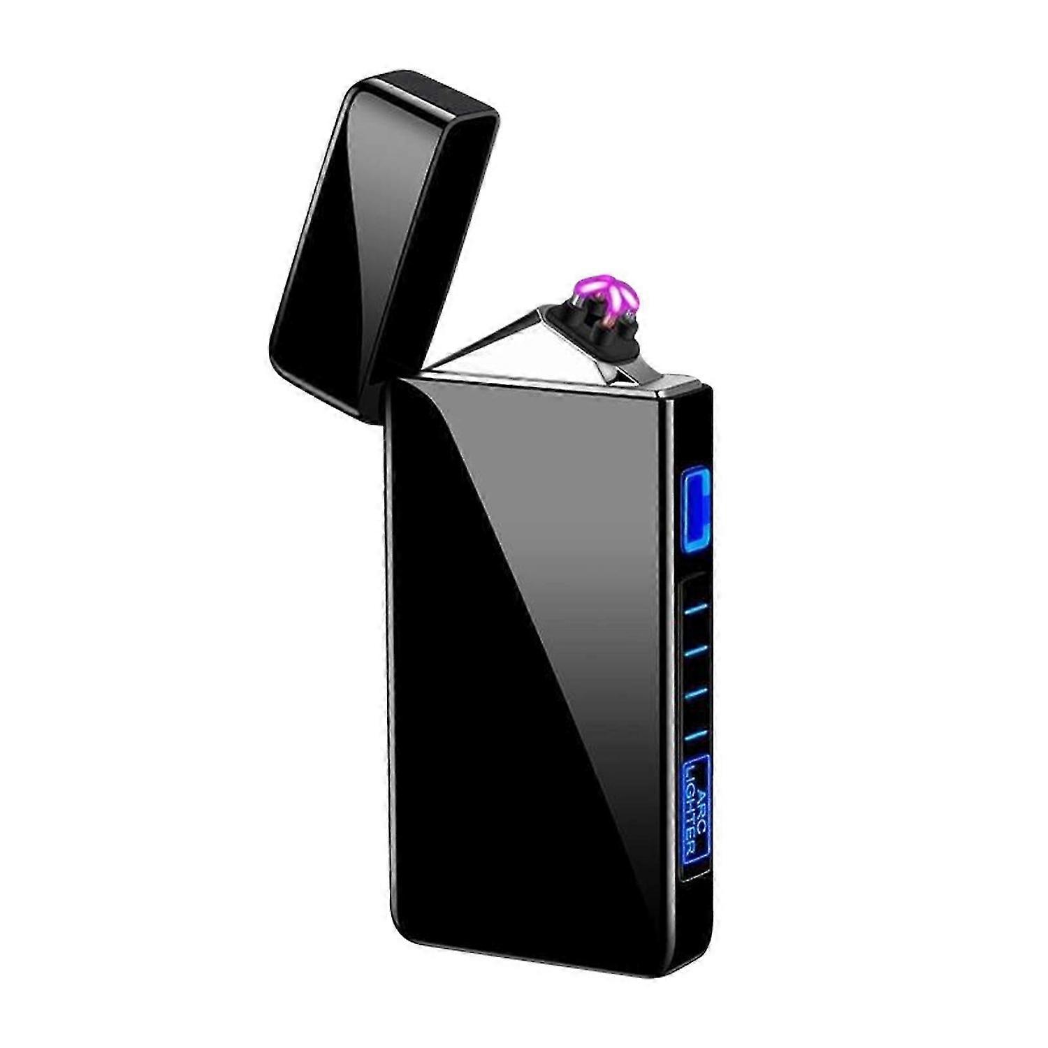 Electric USB Rechargeable Plasma Lighter Windproof Dual Arc Lighter Mens Flameless Metal Lighter for Cigars Dad Present