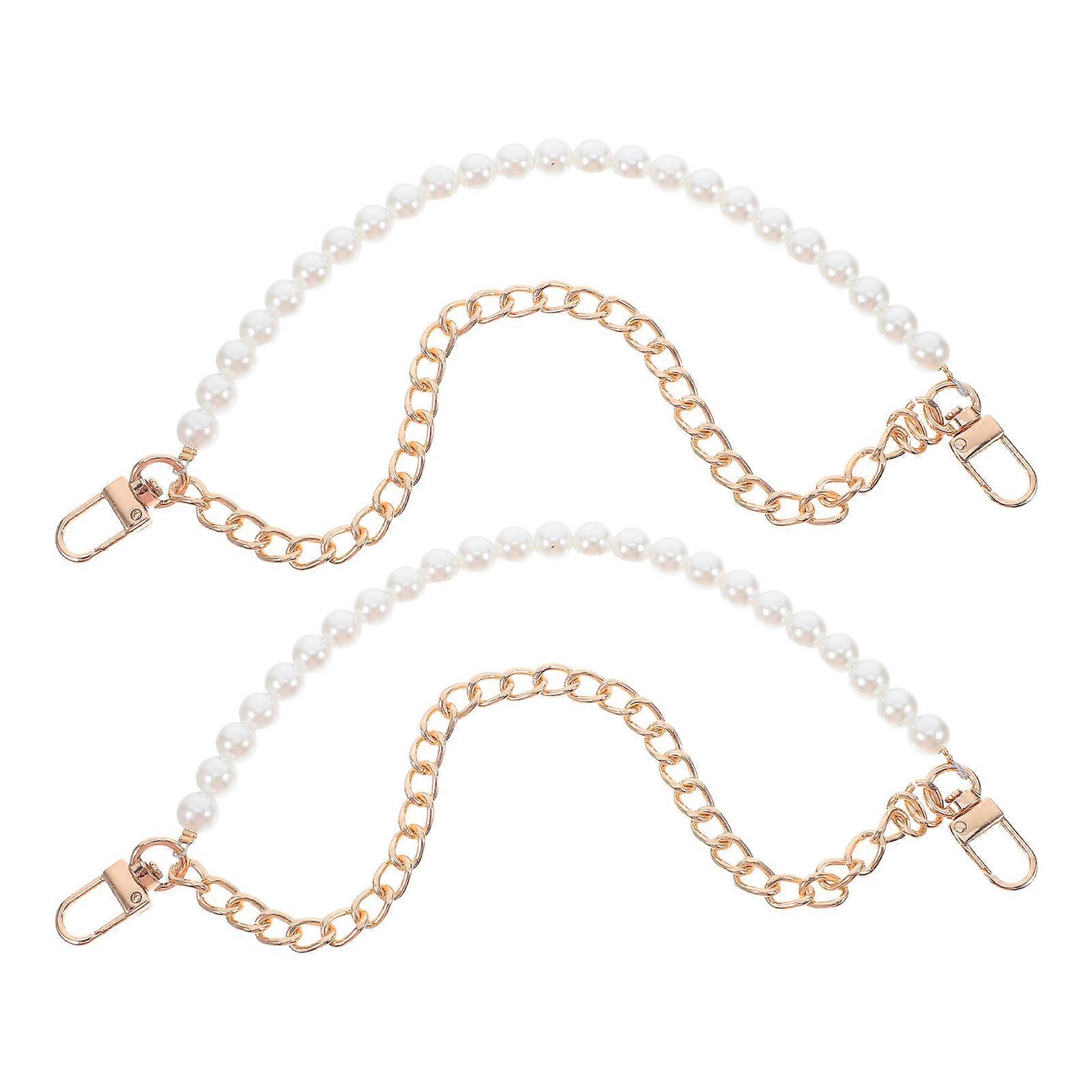 Small Crossbody Bag Wallet Chain Handle for Purse Making 2Pcs with Pearl Beads