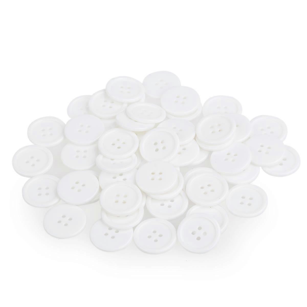 White Resin Buttons for Sewing 50Pcs 4-Hole Durable Sewing Buttons