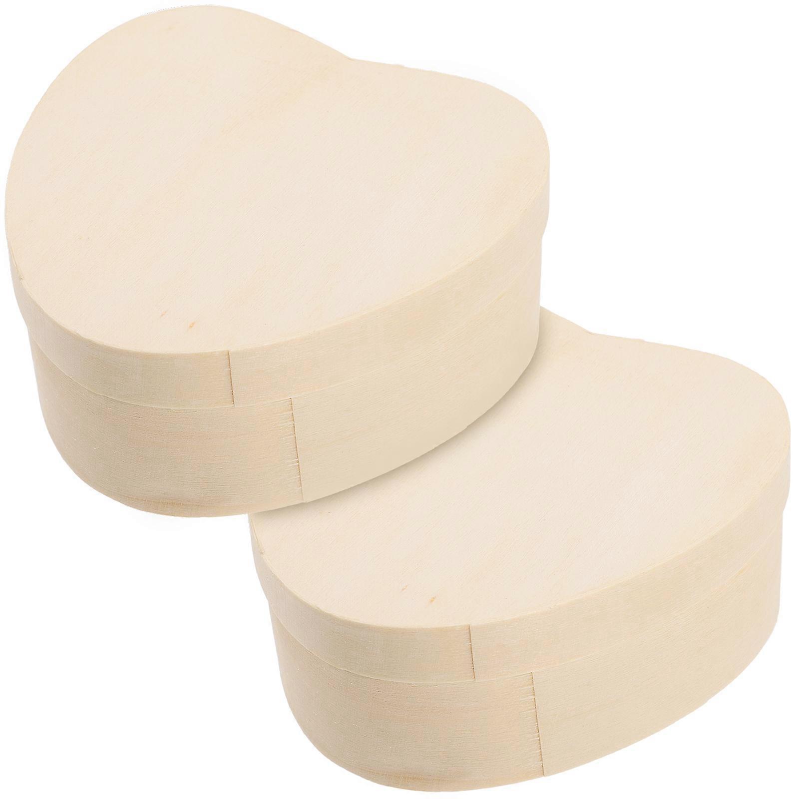 Handmade Blank Box Heart Shape Wood Boxes for Storage Use 10Pcs Beige