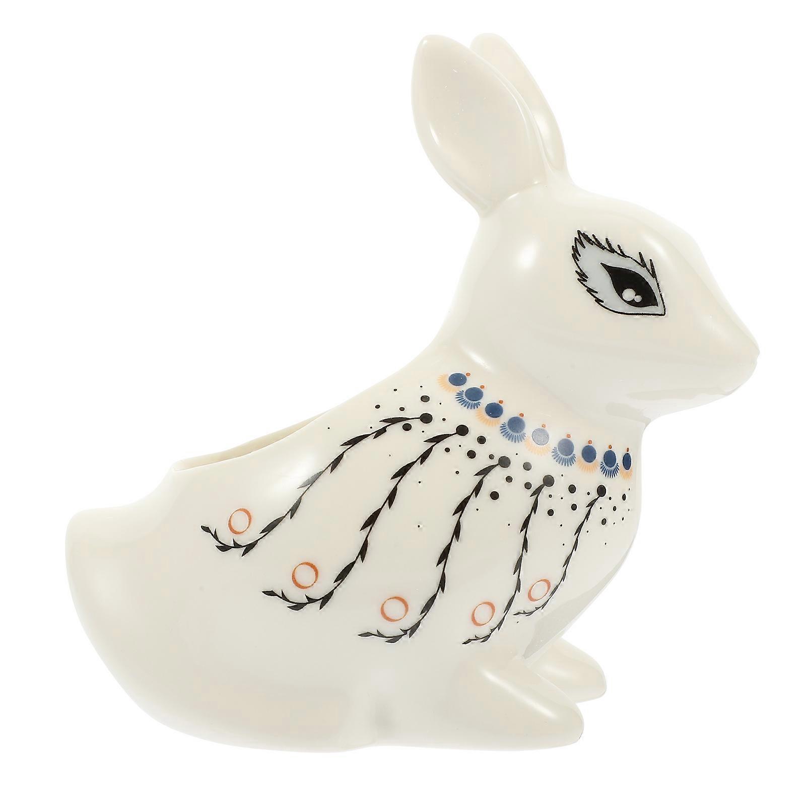 Cartoon Ceramic Rabbit Shaped Planter Pot For Succulent Plants In White Color Suitable For Office And Balcony 1Pack
