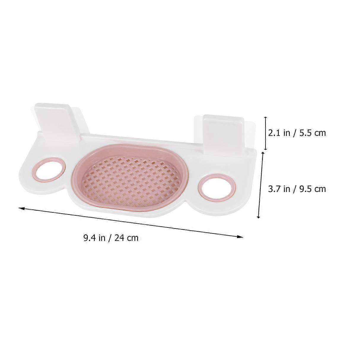 Plastic Wall Mounted Shampoo Shelf 2Pcs With Hand Holder For Bathroom Use In White And Pink Stylish Design For Space Saving