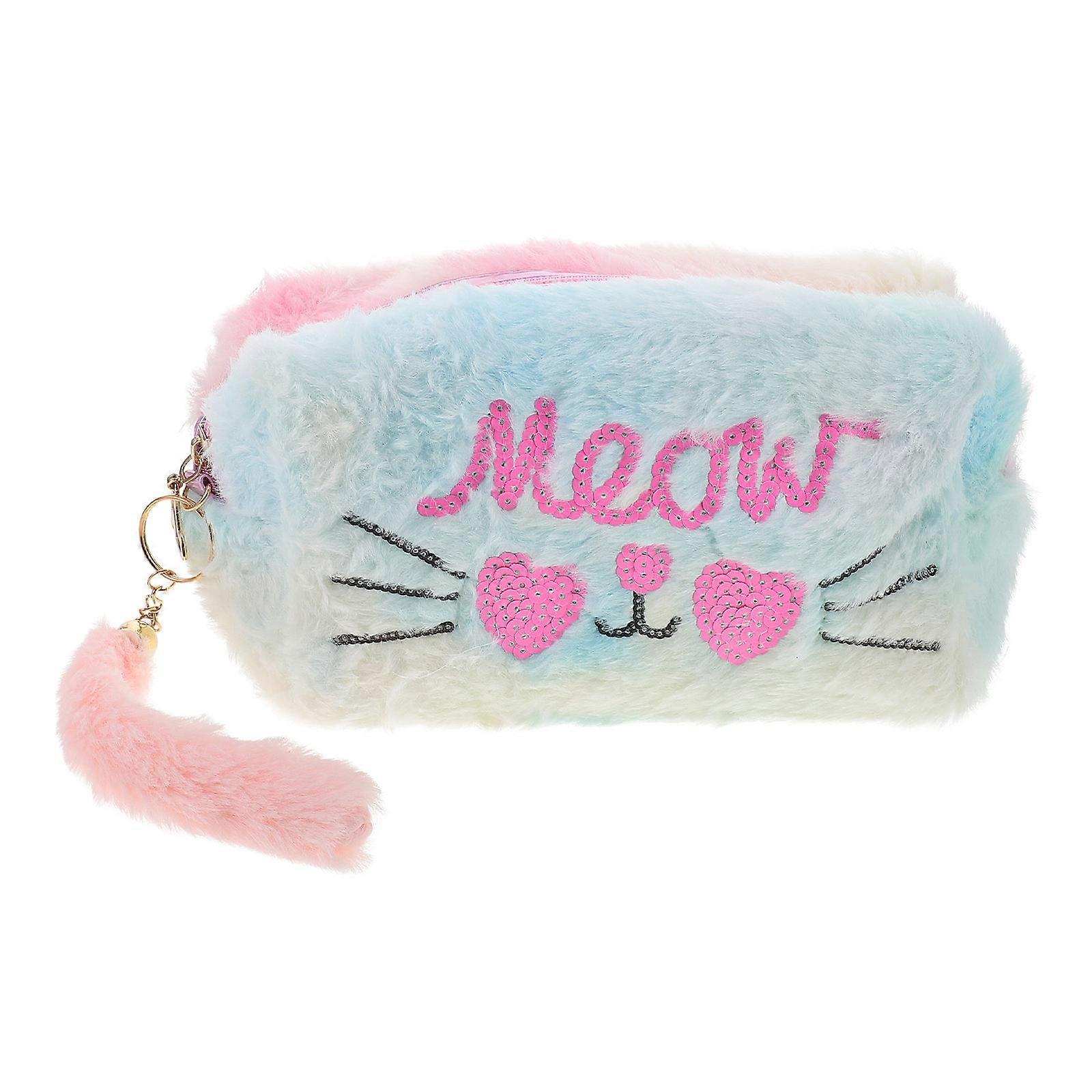 Aesthetic Makeup Bag Plush Cosmetic Bag for Travel Use 5Pcs Set