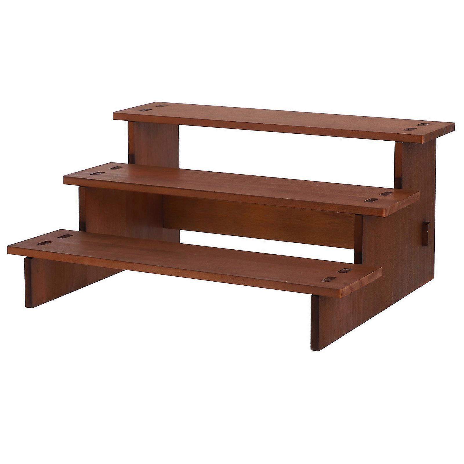 Jewelry Display Stand Wooden Tiered Rack for Display 2Pcs Brown