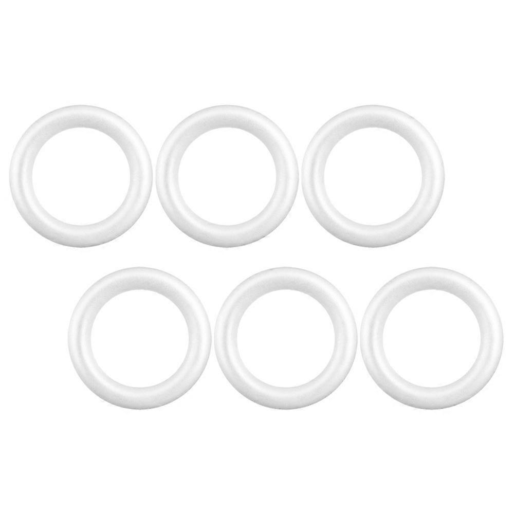 DIY Craft Foam Circles 6Pcs Circle Shaped Rings Suitable For Holidays Decorations Foam Ornaments White Color Ideal For Craft Enthusiasts