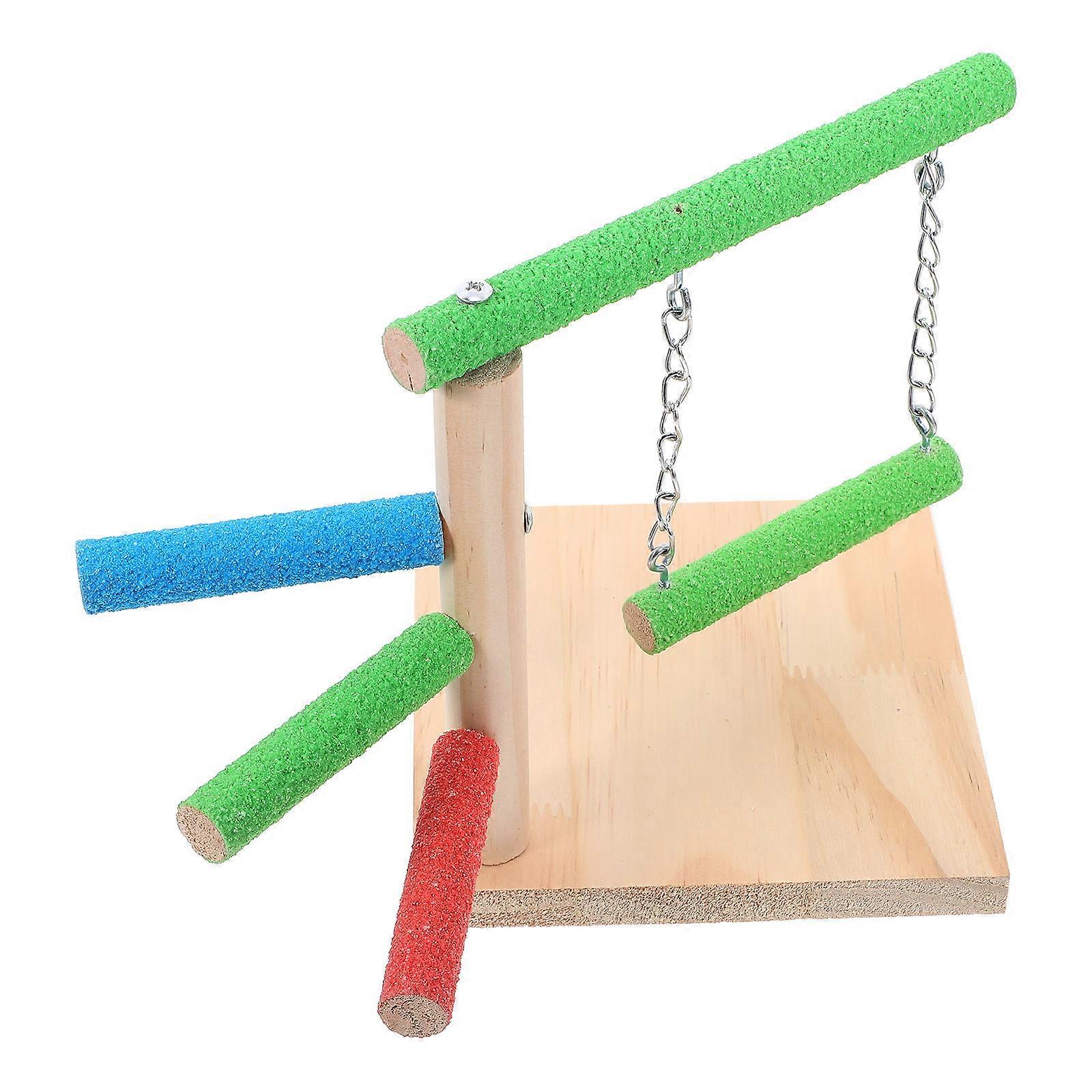 Wood Bird Standing Rack Parrot Perch Platform for Cage 2Pcs Multi-Tier