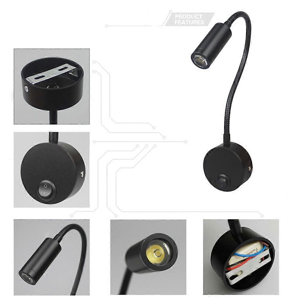 Bedroom Wall Lights Led Desk Lamp for Office Home No Glaring No Flash Waterproof Black 1Pack