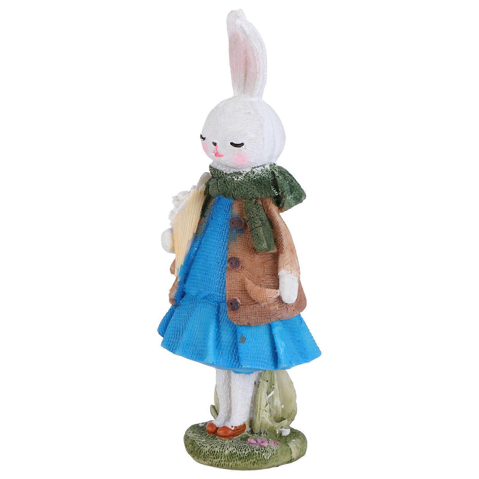 Easter Decor Rabbit Figure for Decoration 2Pcs Resin Bunny Toy