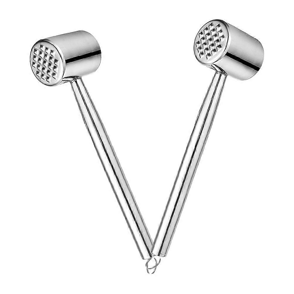 2Pcs Meat Tenderizer Hammer Tools Kitchen Steak Hammers Hammer Shape Silver For Tenderizing Meat