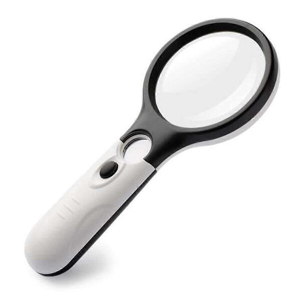 Handheld Illuminated Magnifier 3X And 45X With 3 LED Lights, Pocket Magnifier For Reading, Maps, Jewelry, Seniors