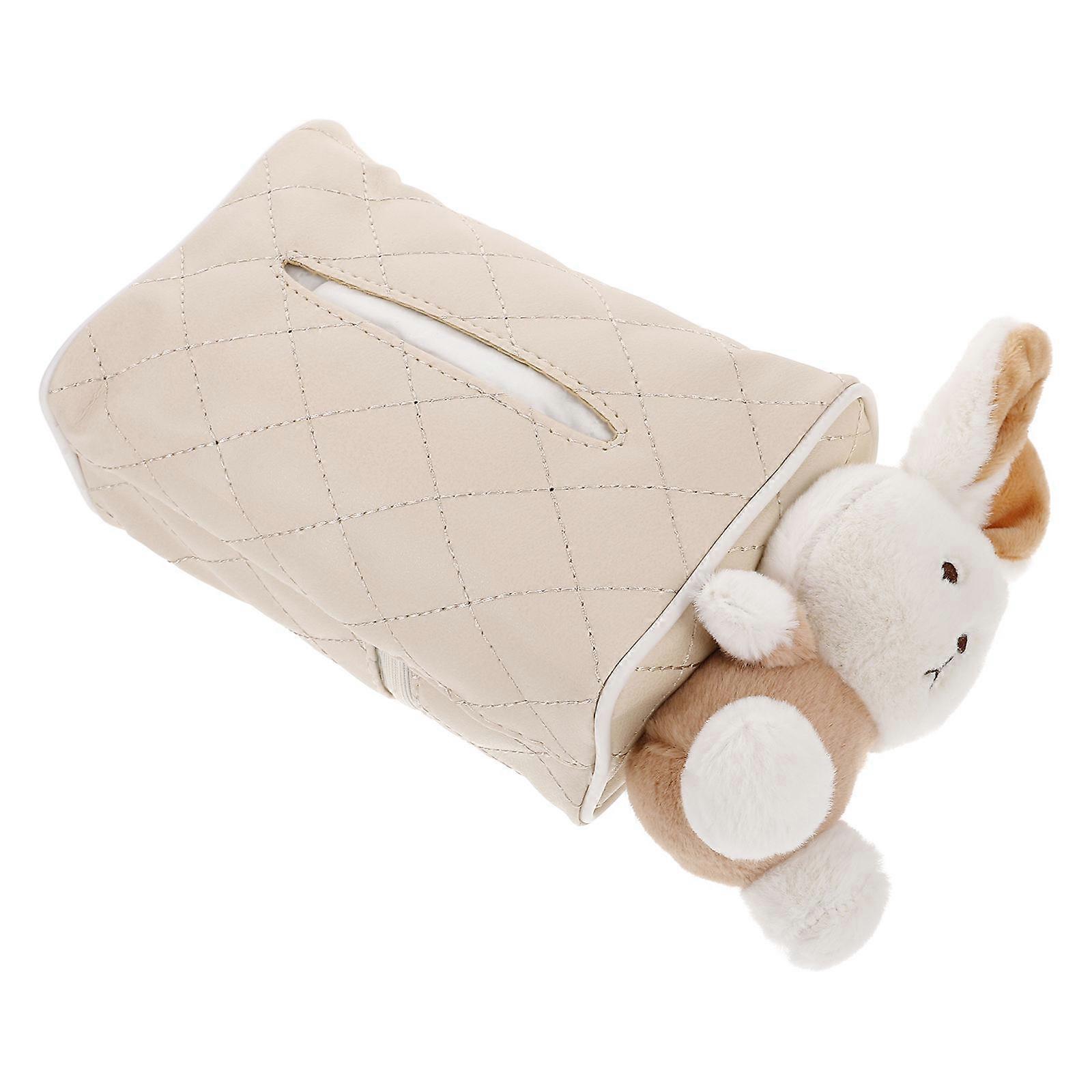 Cartoon Tissue Holder in Car with Plush Material for Paper Storage