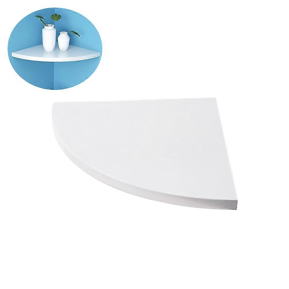 Corner Wall Mounted Shelf for Storage Use White Wooden Triangle Rack