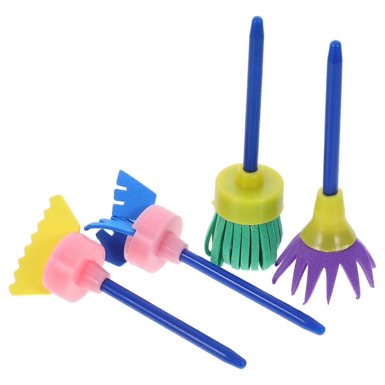 Kids Sponge Painting Brush Set for Creative Art Projects 16Pcs Multi Color