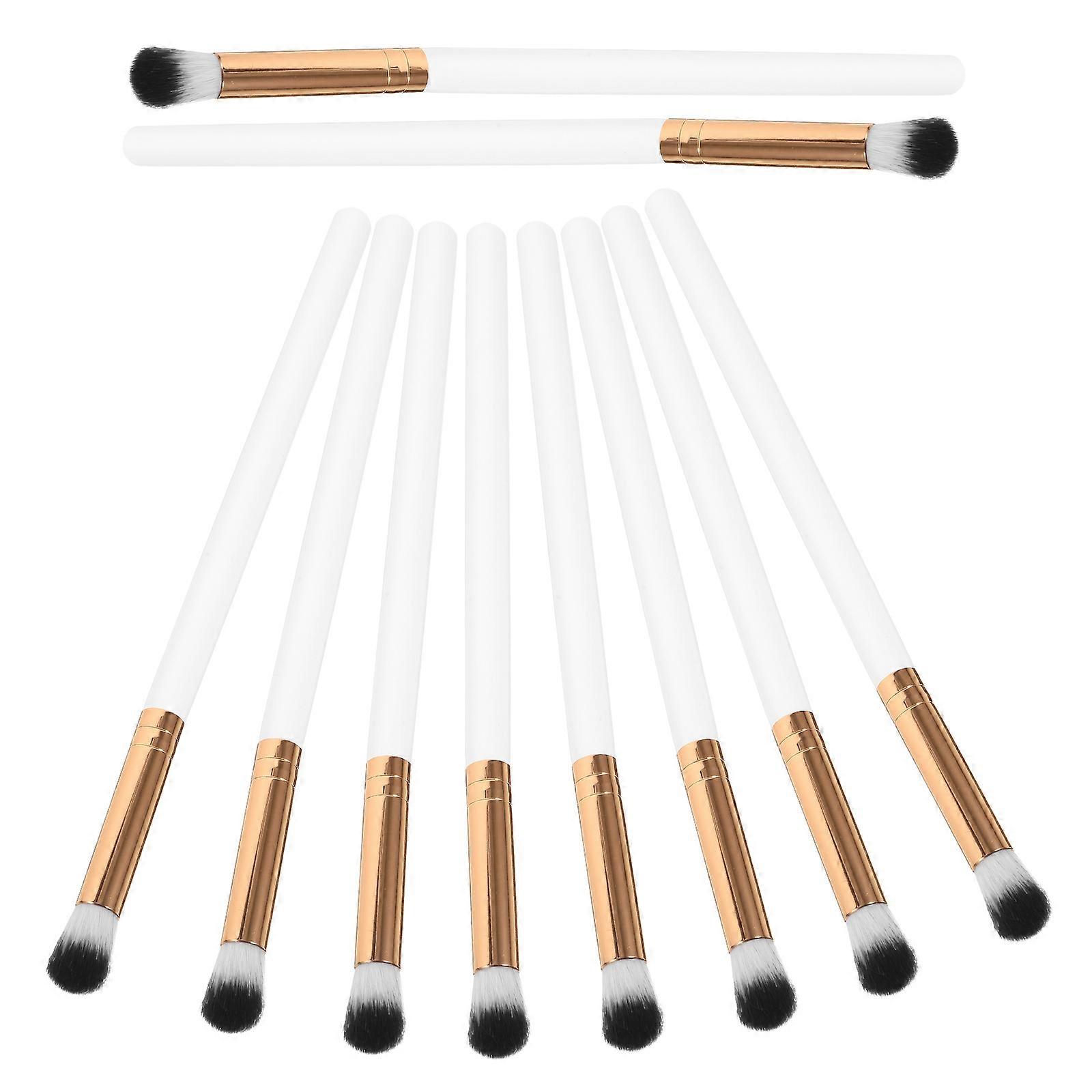 White Concealer Brush Collection for Makeup Eyeshadow Application 10Pcs Set