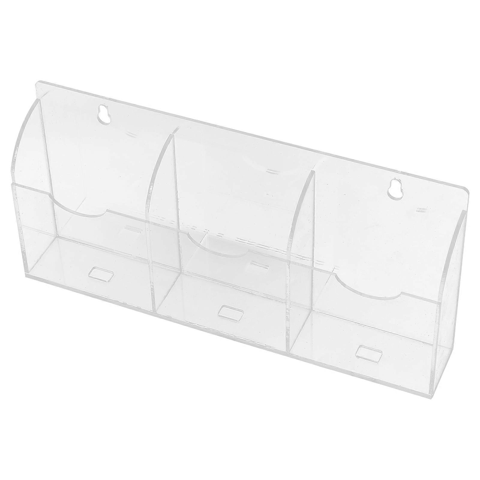 Wall Mounted Organizer Clear Acrylic Phone Holder For Home And Office With 3 Compartments Transparent Remote Control Storage Box Space Saving 1Set