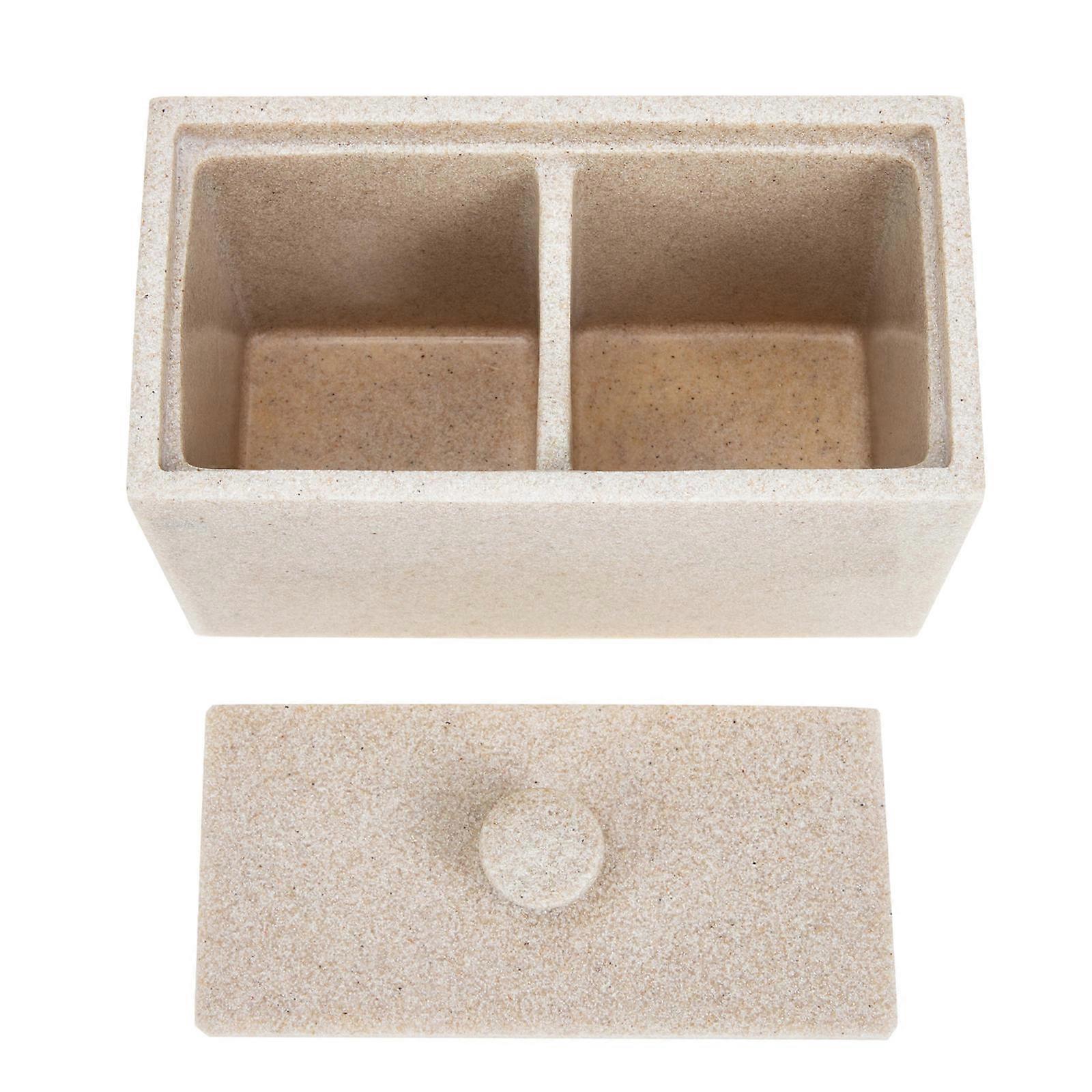 Cotton Pad Storage Box For Daily Use To Organize Cotton Swabs And Makeup Accessories In Beige Color With 2 Compartments 1Pack
