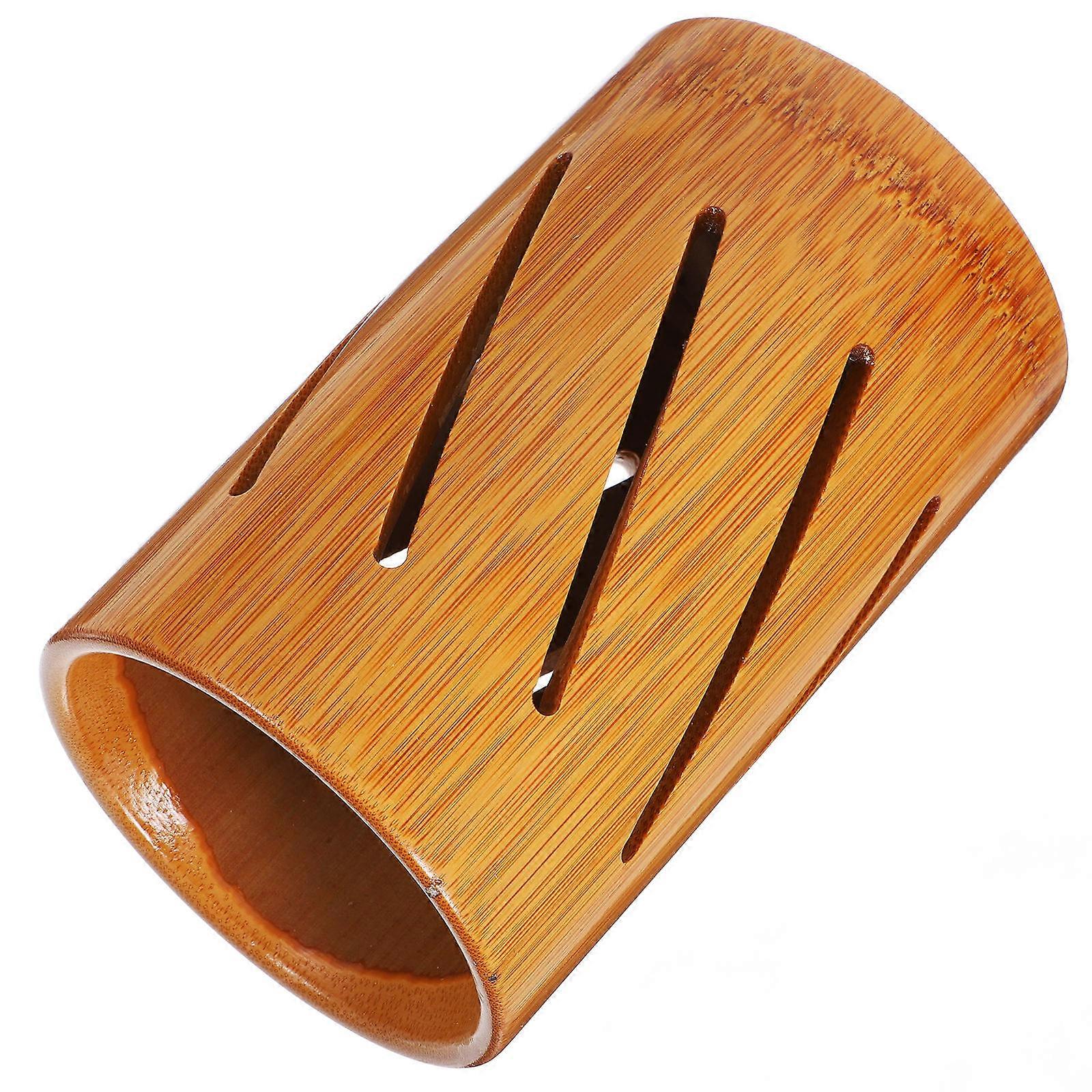 Chopstick Storage Holder Countertop Utensil Organizer Light Brown Cylindrical Design For Daily Use 2Pcs