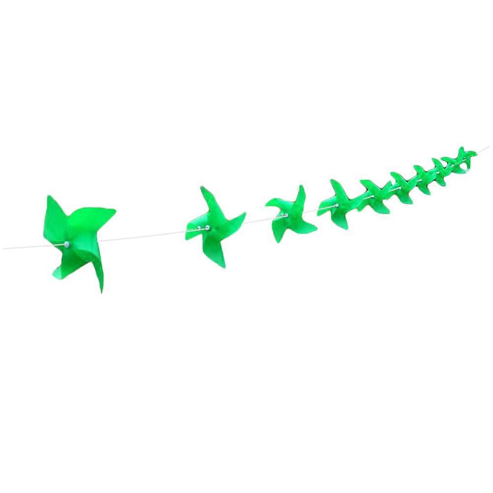 Windmill Party Decoration for Garden with 2Pcs Plastic Green Hanging Bunting