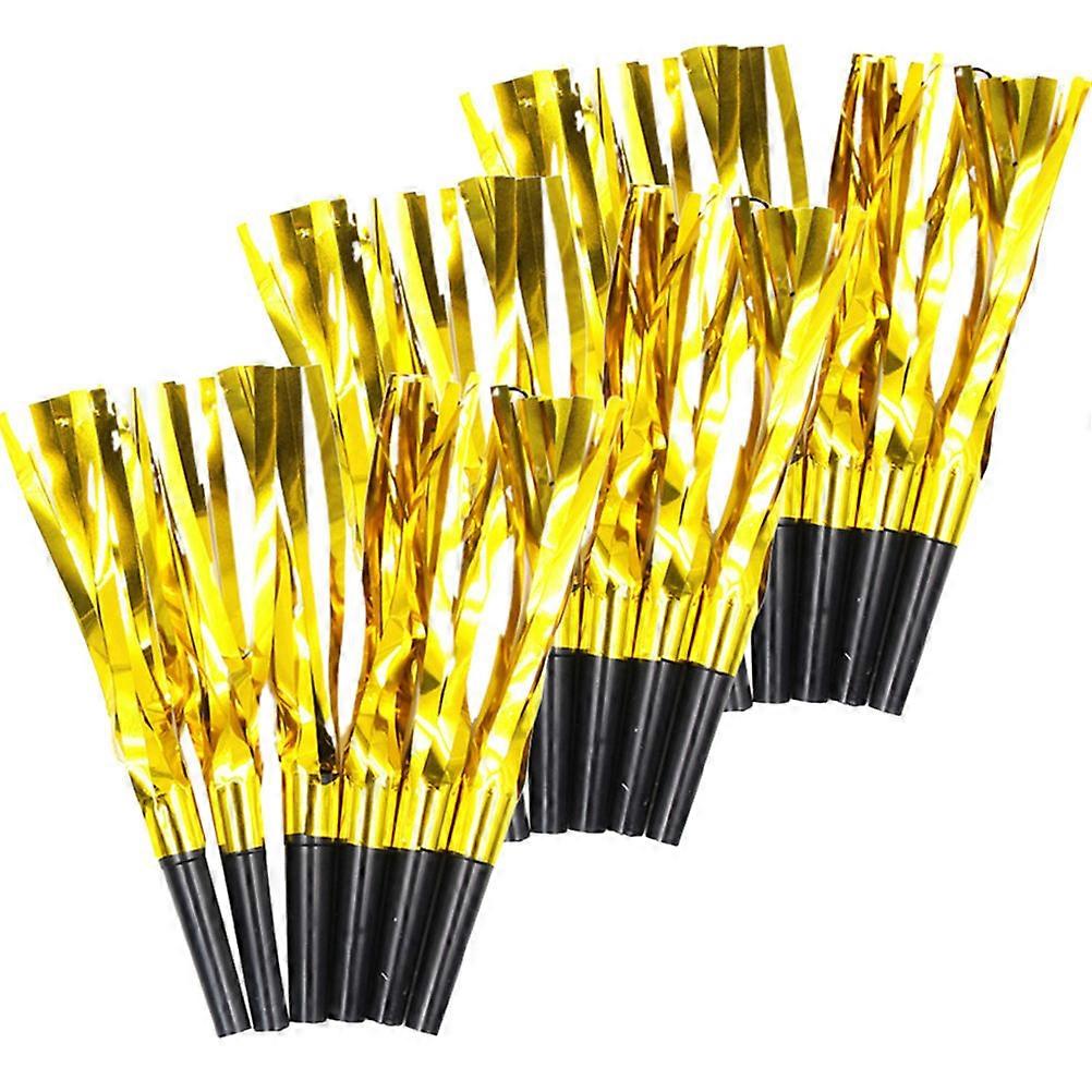 Fluitjes met kwastjes voor feestjes, 144 stuks, gouden juichfluitjes