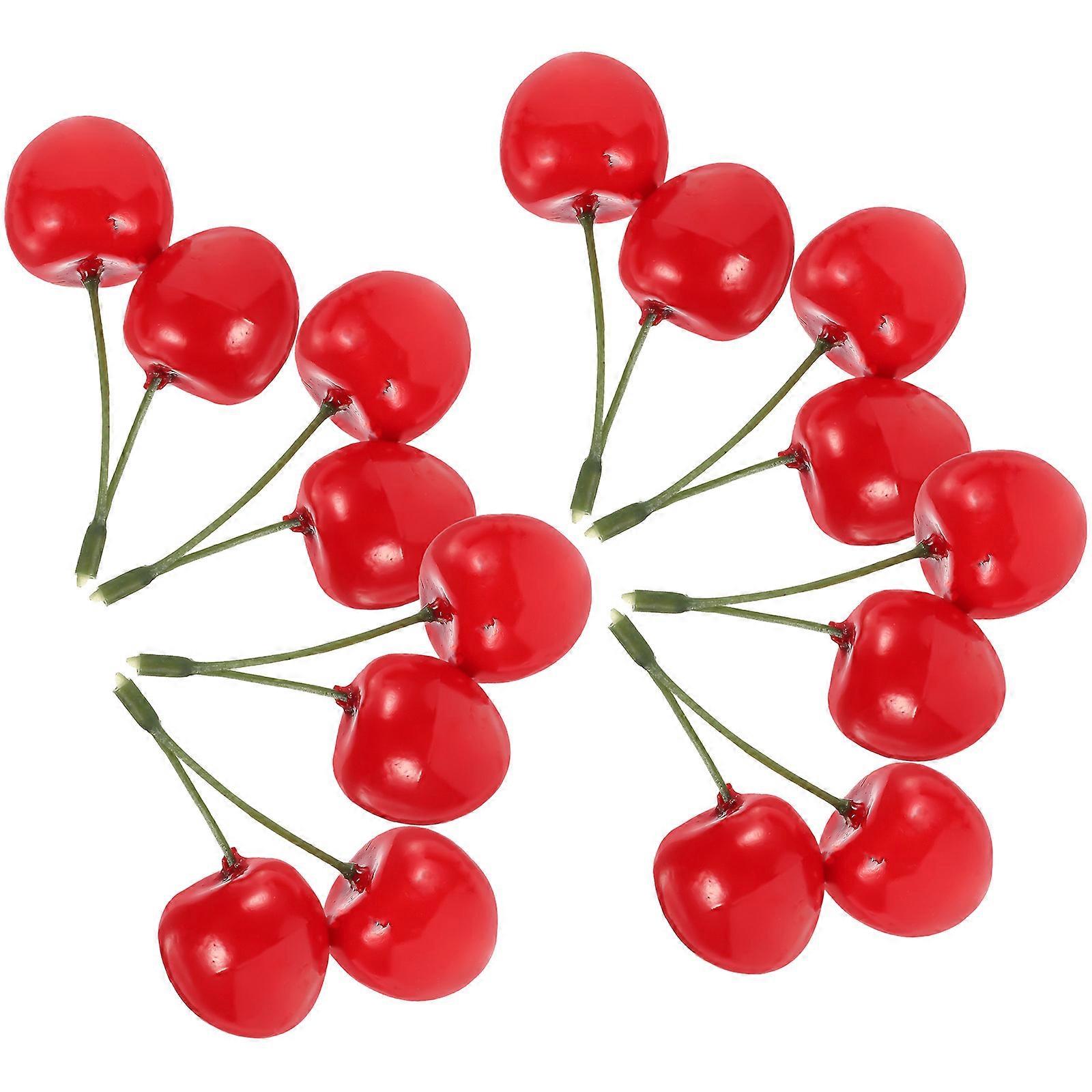 Red Cherry Fruit Model Artificial Cherry Model for Decor 20Pcs Plastic