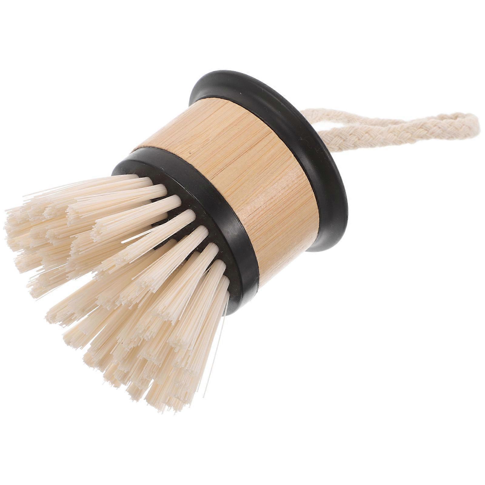 4Pcs Black Dish Scrub Brush for Kitchen Cleaning with Bamboo Handle