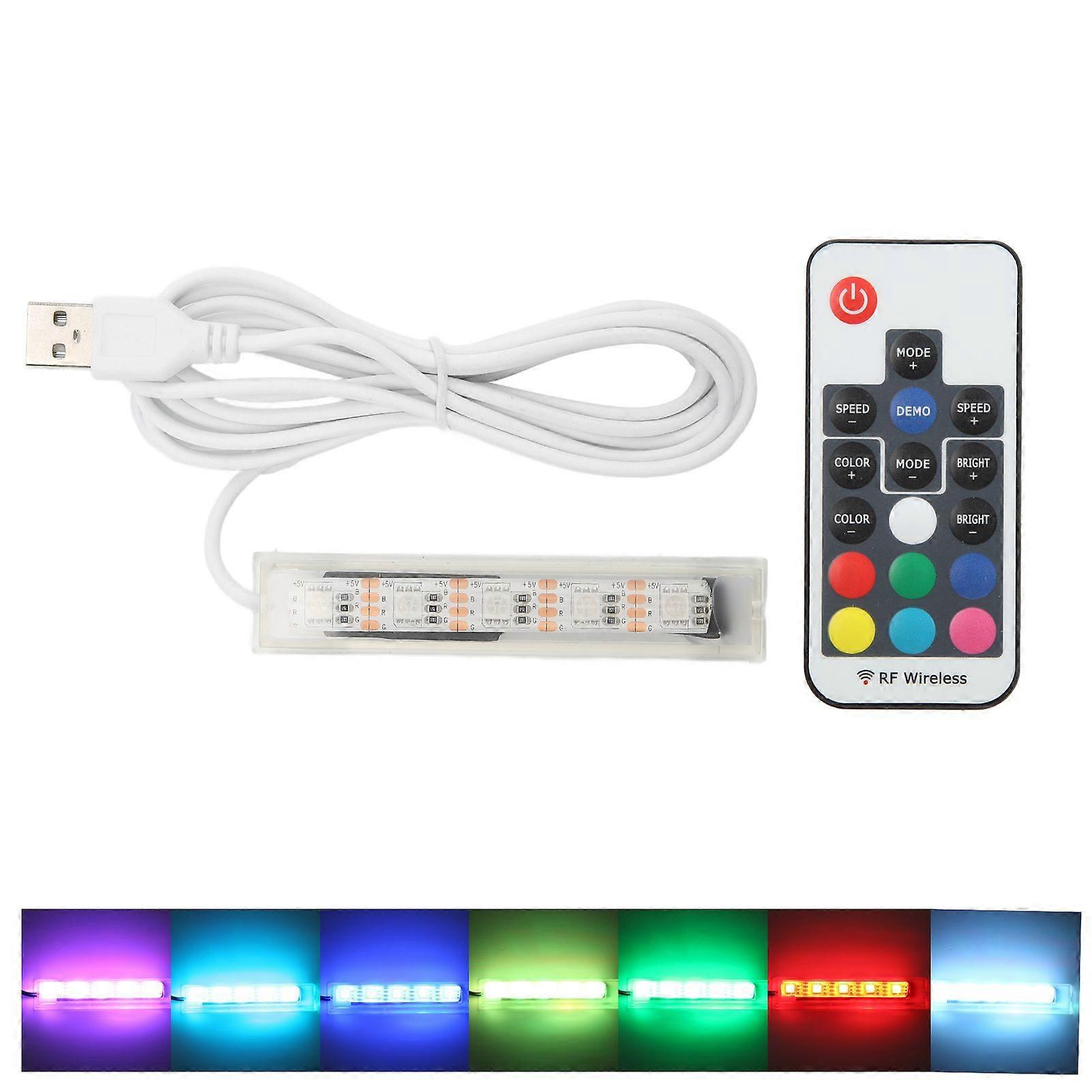 Micro Aquarium Light USB Powered Remote Control Colorful Fish Tank LED Lamp for LandscapeWhite Wire