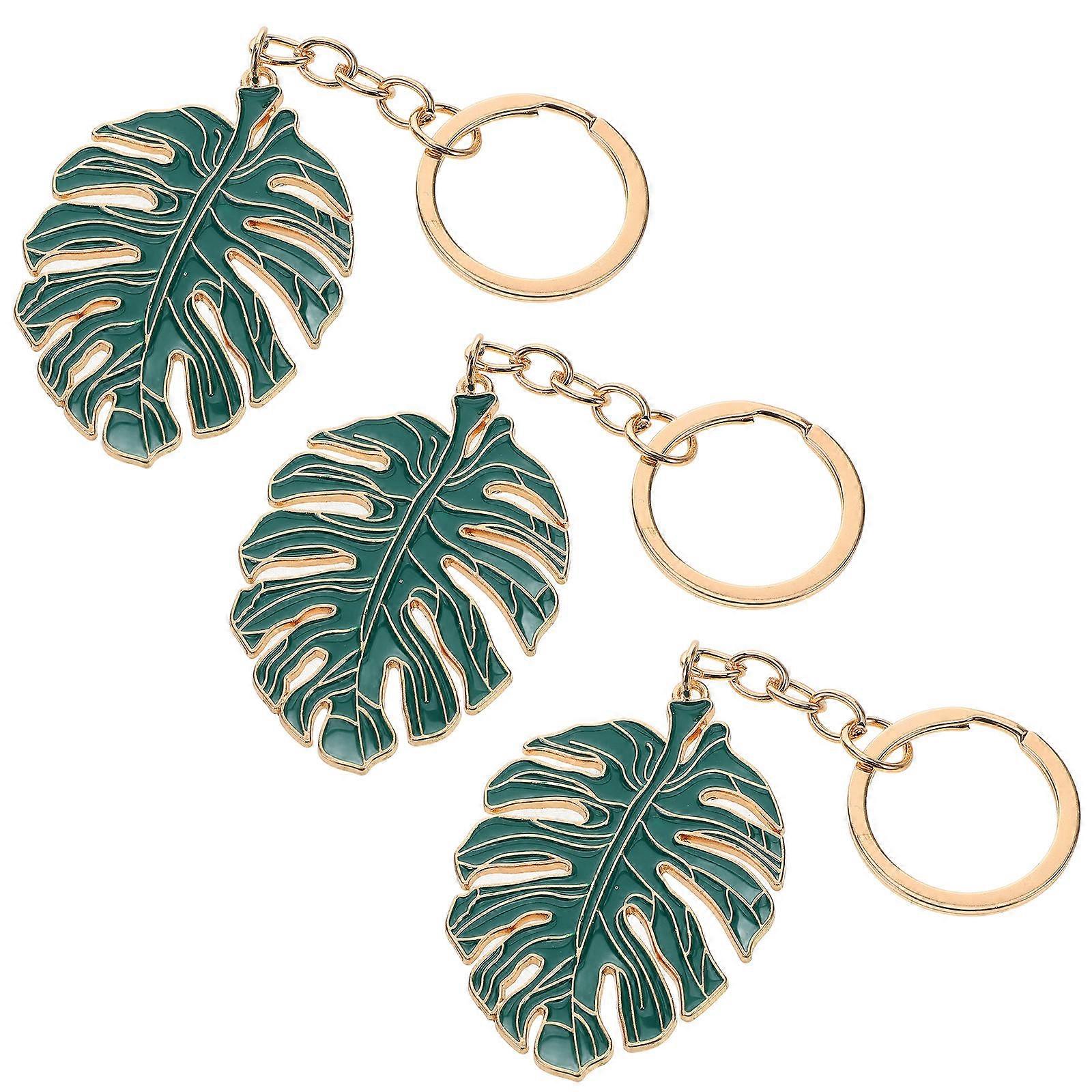 Plant Keychain Alloy Leaf Shaped Key Ring for Decoration 9Pcs