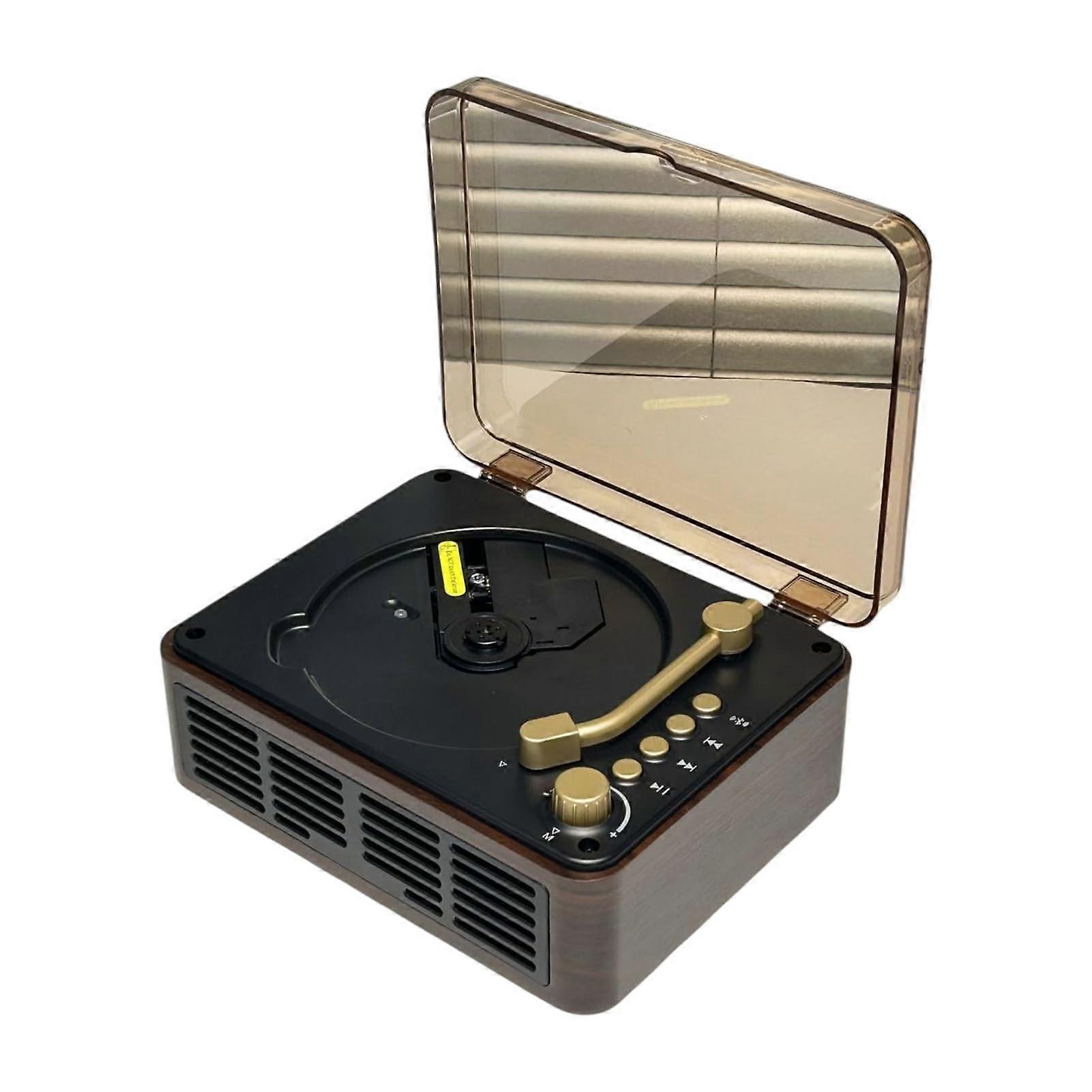 Portable CD Player With Bluetooth Speaker, Compact Design, Remote Control, Fidelity Sound, Brown Finish