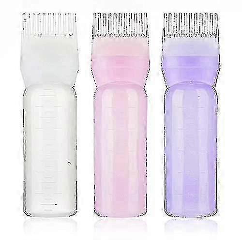 3pcs Root Comb Applicator Bottle Empty Hair Color Bottle Dispensing Refillable Hair Dye Coloring Bottles