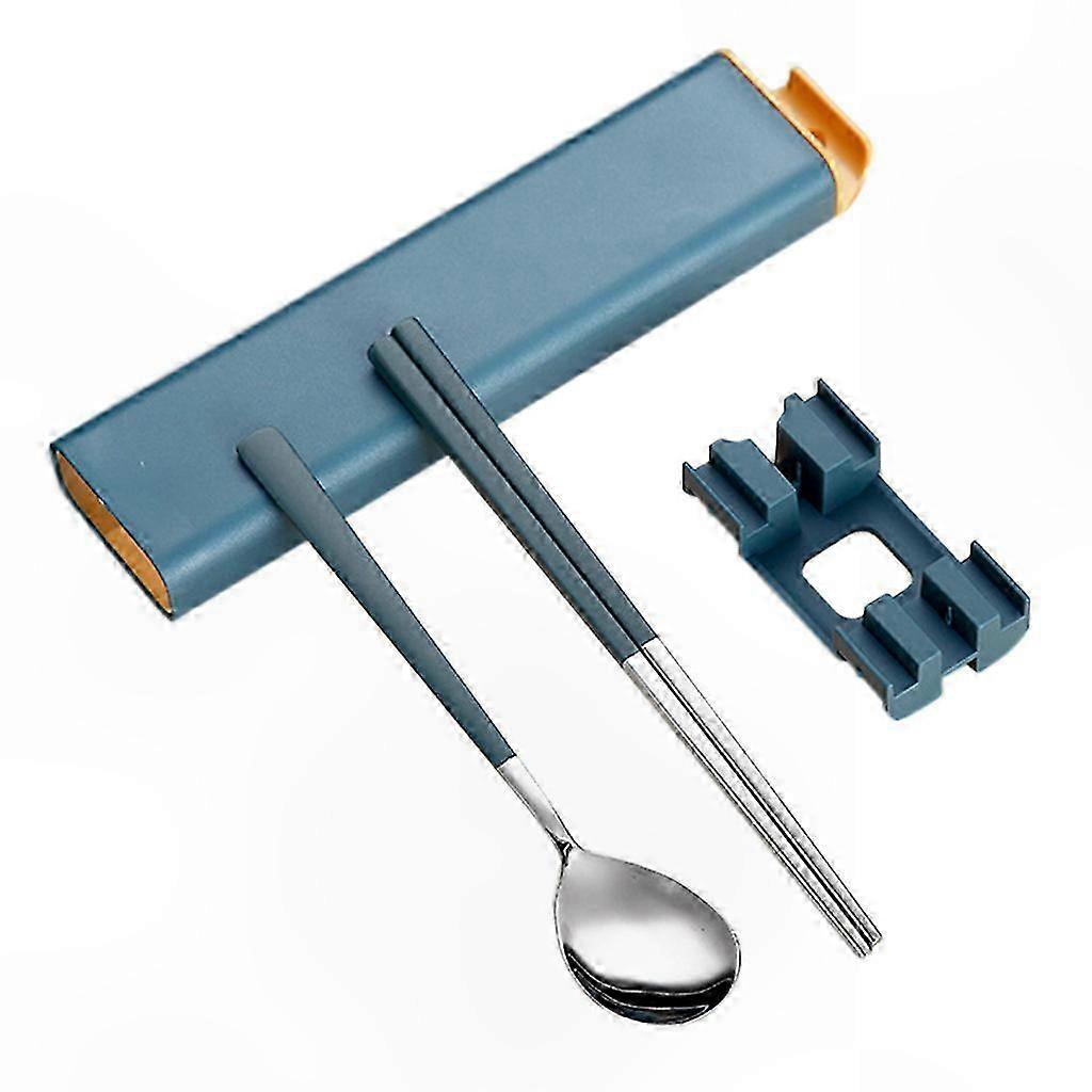 Portable Stainless Steel Cutlery Set with Chopsticks and Spoon for Creative Student Travel Drawer Case Maroon