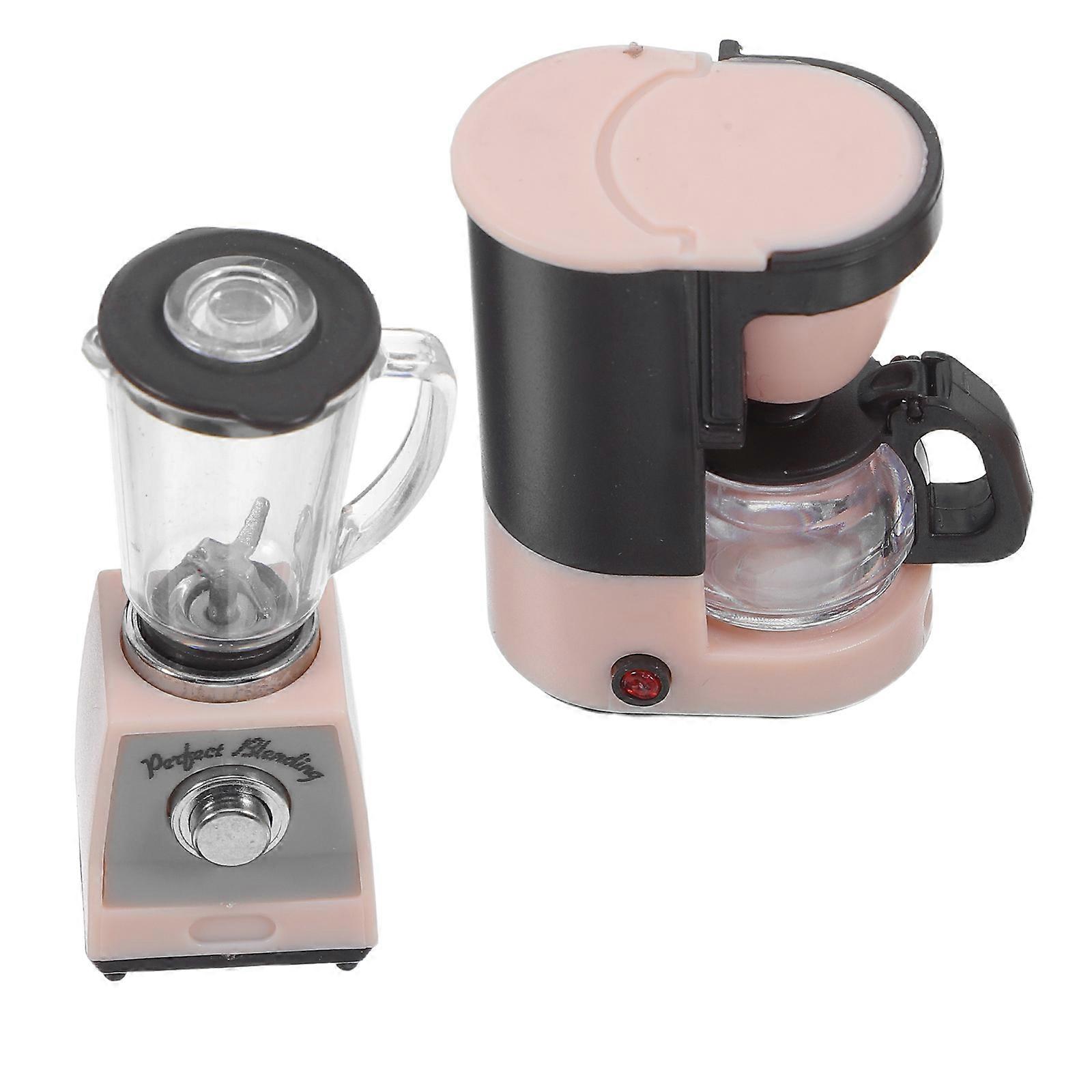 Miniature Dollhouse Coffee Machine and Blender for Realistic Play 2Sets