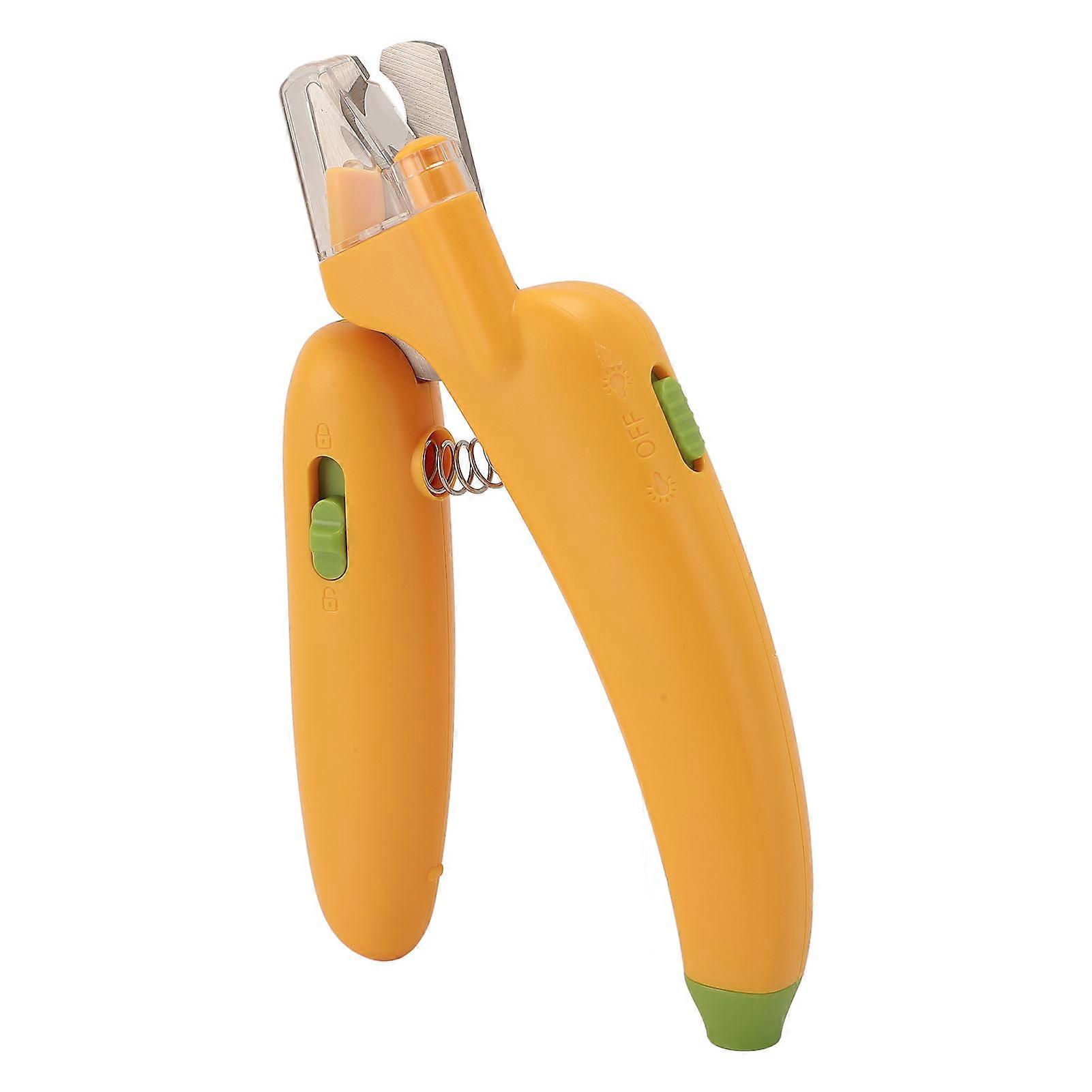 Coupe-griffes pour chien avec lumière LED, lime et prise confortable - Jaune