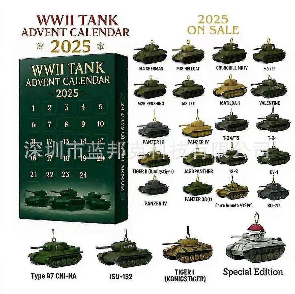WWII TANK ADVENT CALENDAR World War II tank advent calendar pendant box