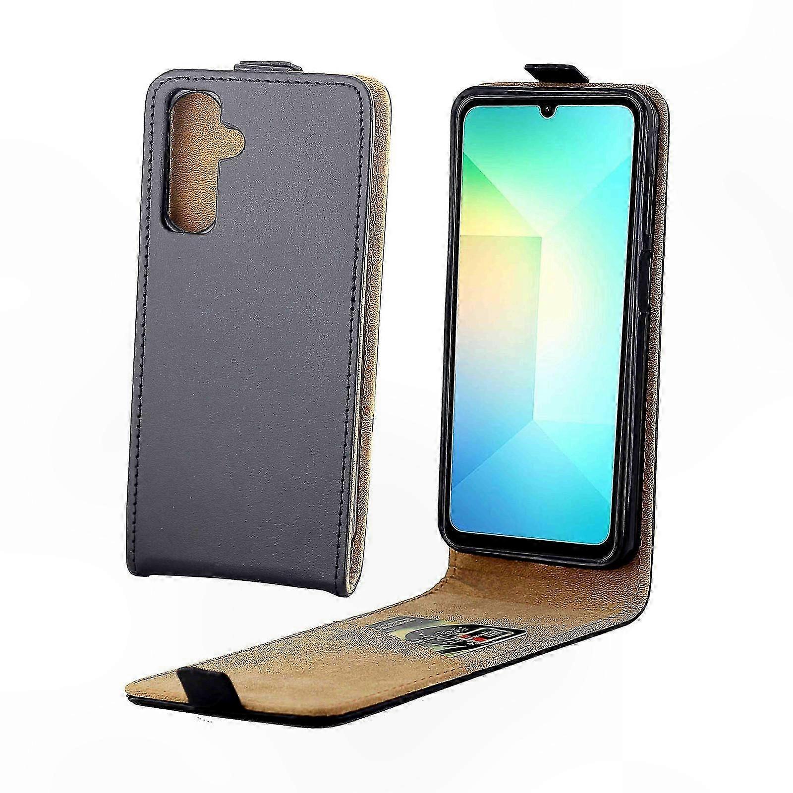 Lederen verticale flip-case met sleuf voor kaarthouder