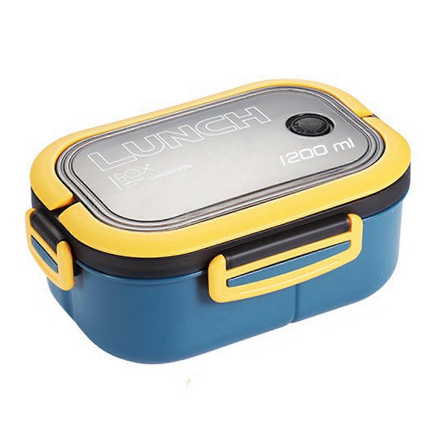 1200ml Bento Lunch Box Double Layer Insulation Lunch Box Container with Fork Spoon for Students Offi