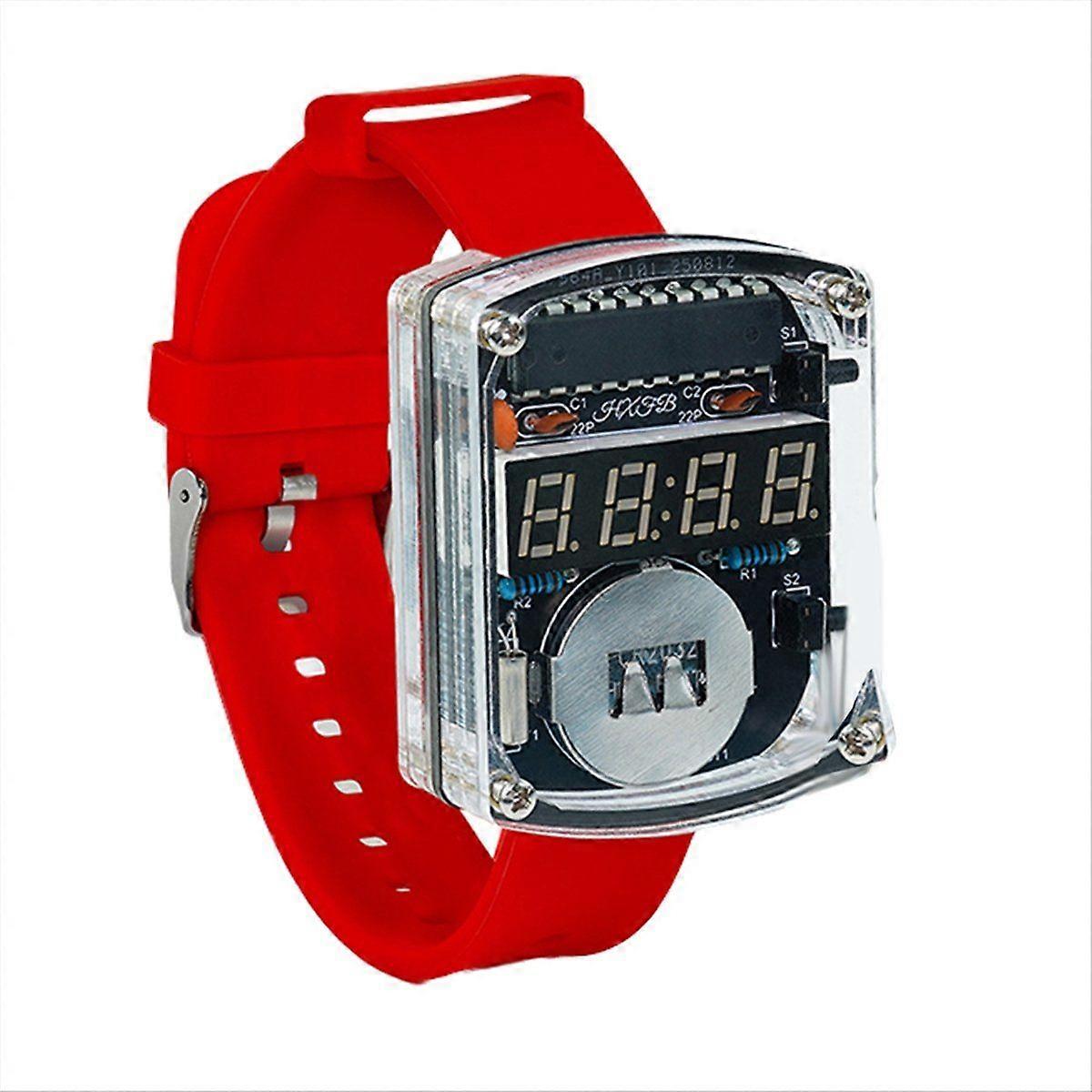 DIY Watch LED Watch Electronic Kit 0.28 Inch Display Time Tube Clock with Case Strap Learning DIY S
