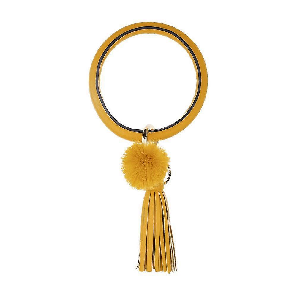 Wristlet Keychain Bangle Keyring Tassel Bracelet Key Holder Large Circle Keyring1pcs-yellow