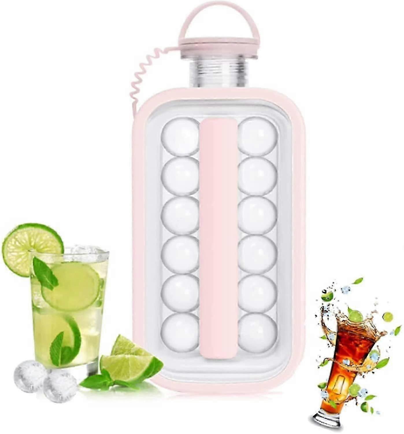 Ice Cube Molds 2 In 1 Portable Ice Cube Trays Ice Ball Maker Kettle Pink
