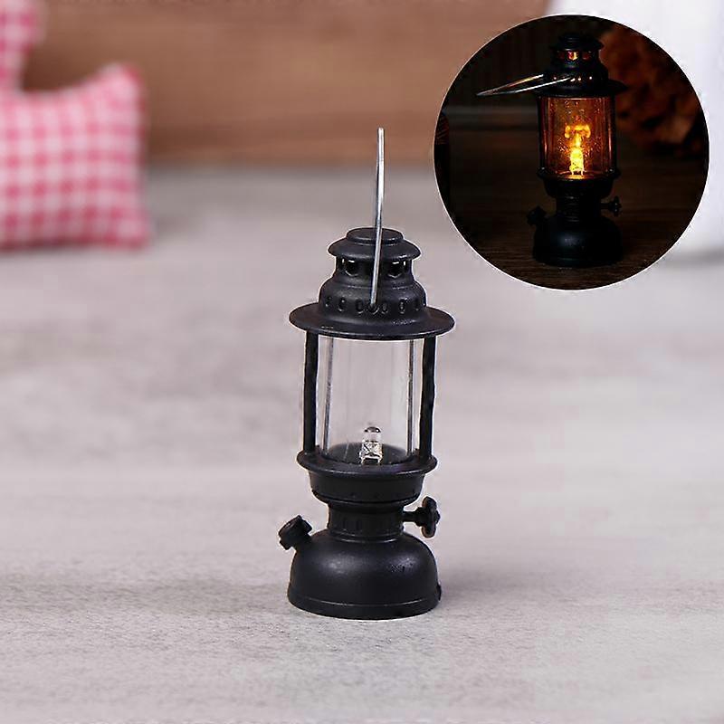 Mini Led Retro Glow Pony Lantern Cande Light Dollhouse Miniature Kerosene Lamp
