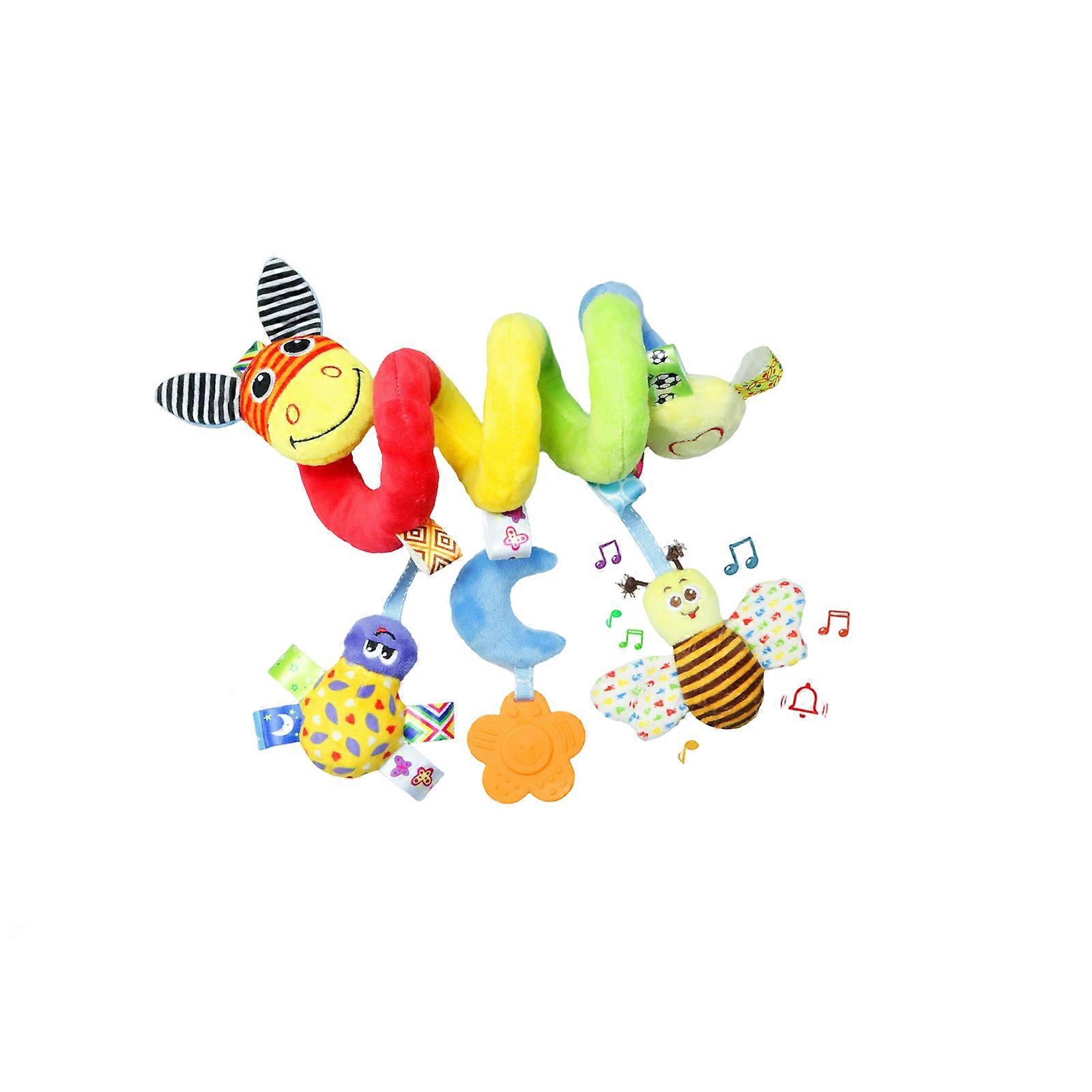 Infant Crib Mobile Hanging Pendant Bed Wrap Spirals Activity Toy with Rattle Teether For Newborns Sensory Developmental Multicolor