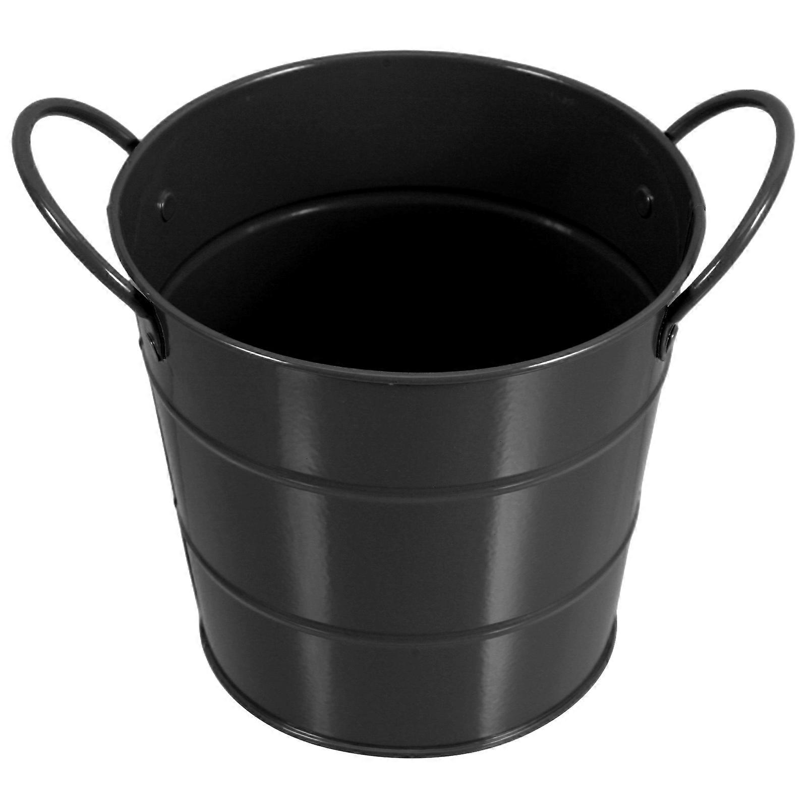 Black Iron Trash Can for Desktop Office Use Mini Trash Can