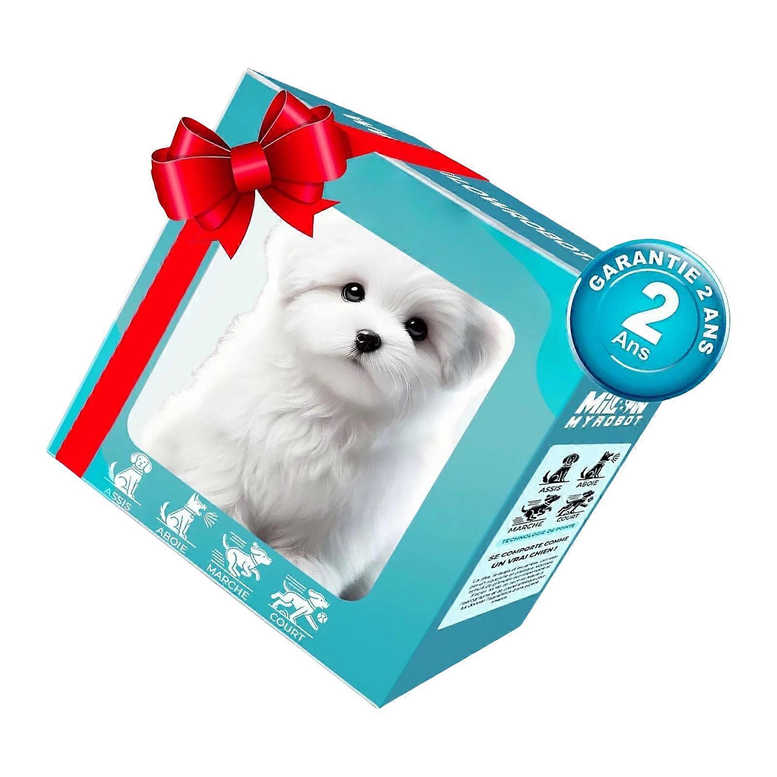 Interactive Robot Dog Plush Toy With Soft Short Furs And Battery Operations For Kids Bedtime Companion Soothing Gift  White