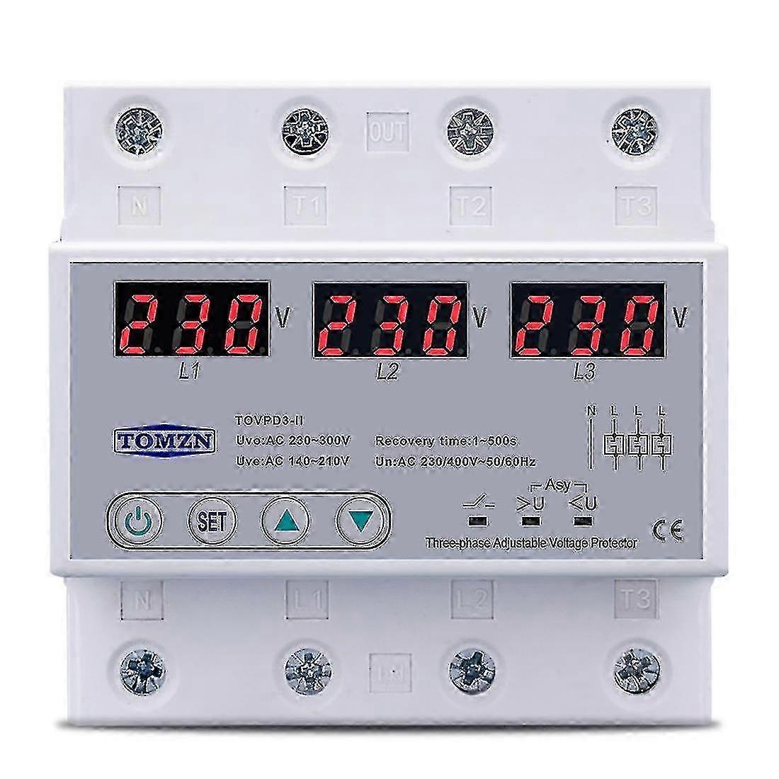 Three Phase Adjustable Over and Under Voltage Protector Automatic Recovery Protective Device Reset