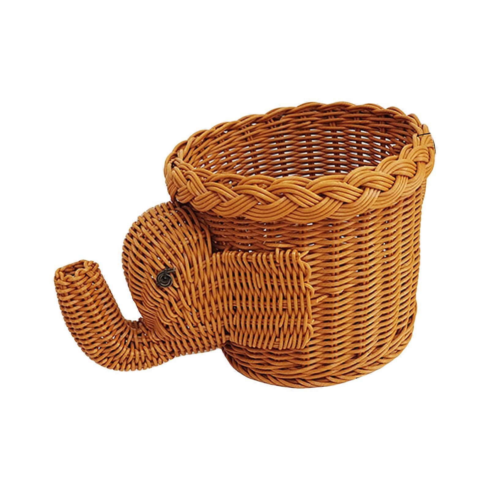 Unique Elephant Shapes Basket for Snacks and Storage Sturdy Handwoven PP Materials Home Decoration Elegant Styles  brown
