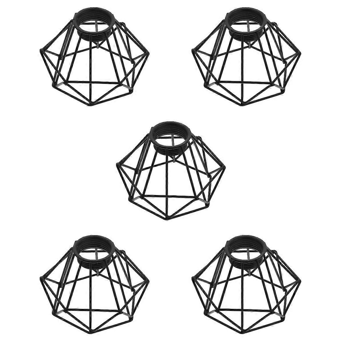 5 Count Vanity Desk Wire Bulb Guard Vintage Chandelier Light Diamond Lampshade Metallic Line