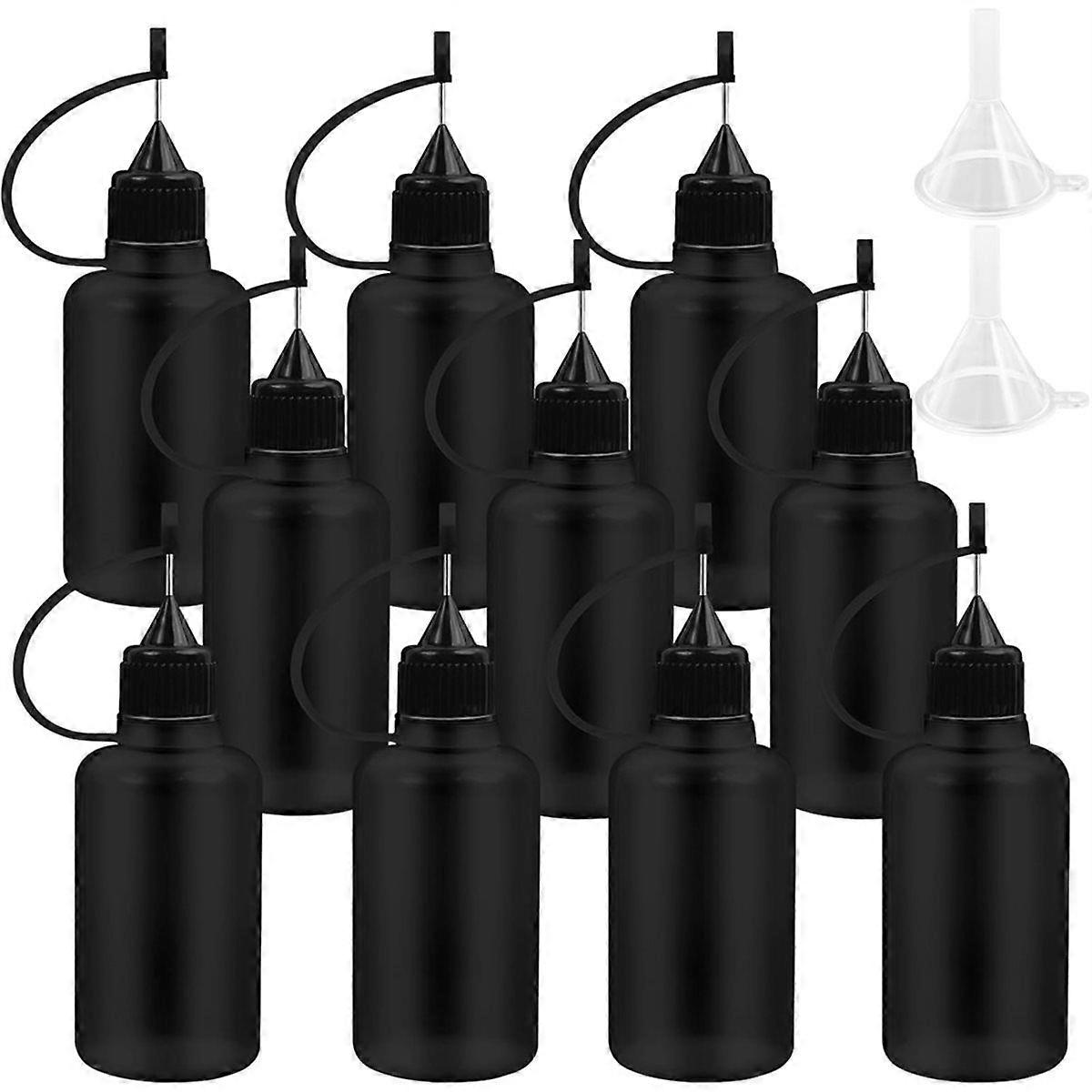 10Pcs 30ml Tip Glue Bottle, Tip Applicator Bottle with 2 Funnel, for Glue,Liquid,Oil, DIY Crafts Etc