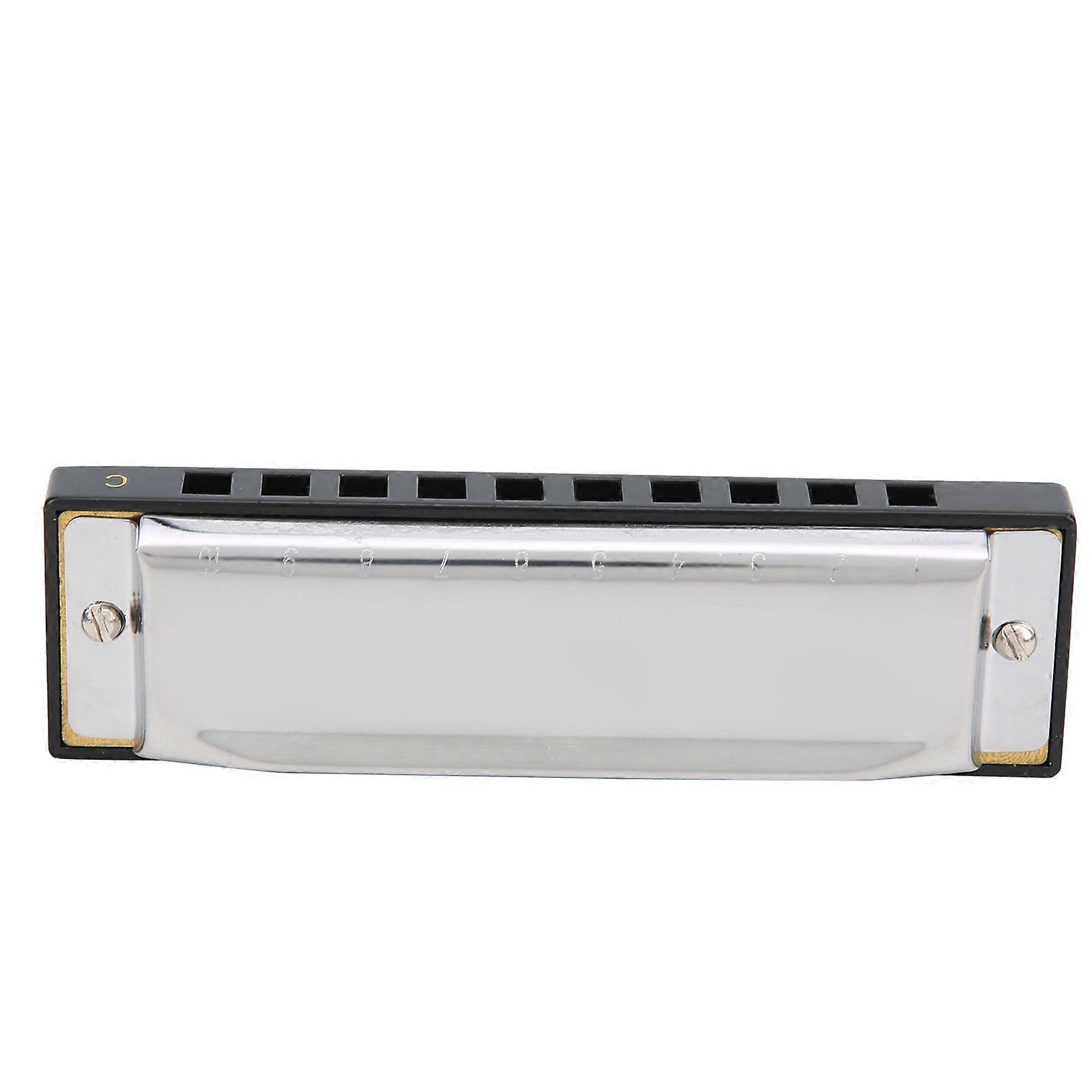 Harmonica 10Hole 20Note in C Key with Case Blowing Musical Instrument Fine Polishing