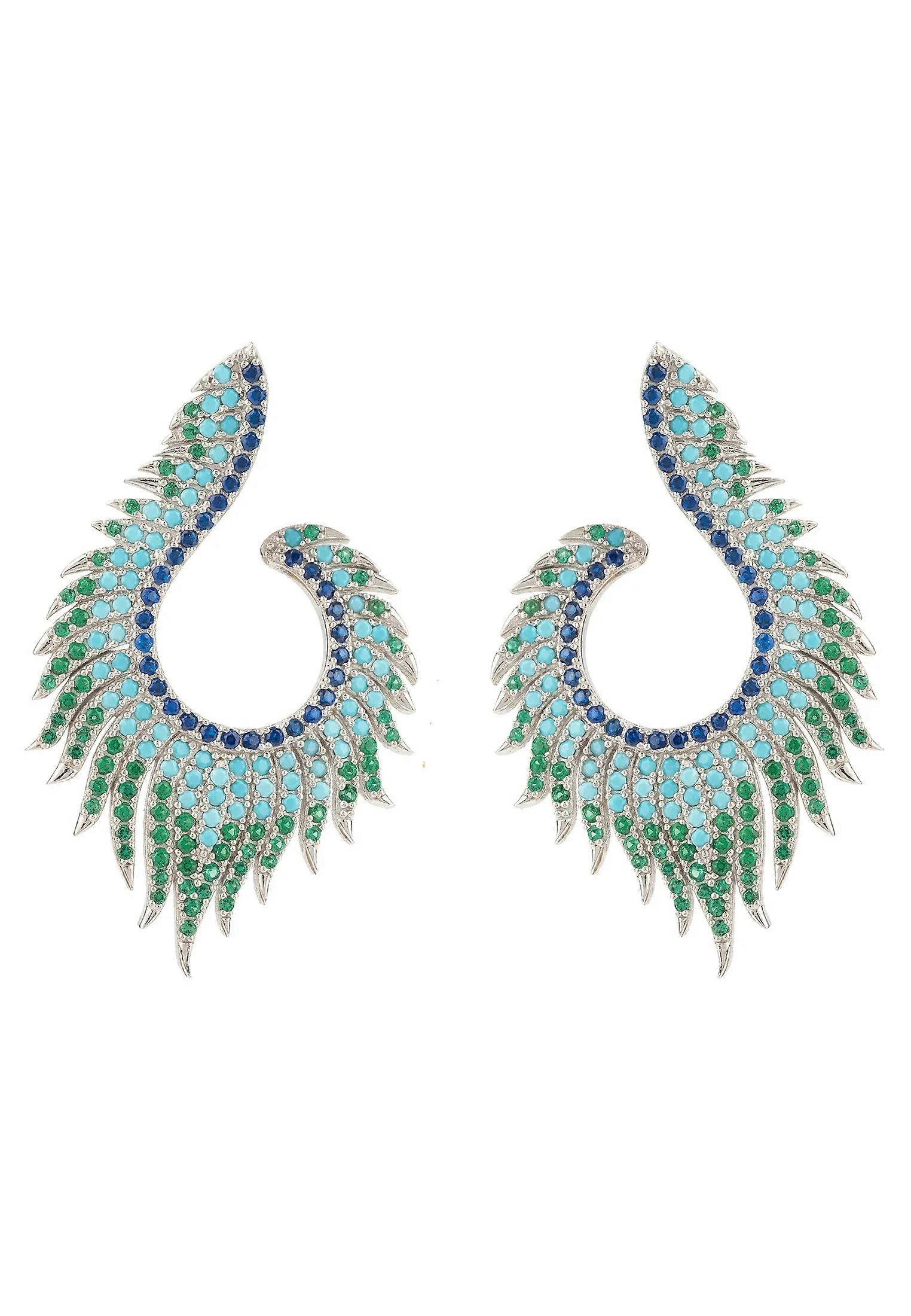 Latelita Flame Clip On Earrings Cold Ice Silver for Women, 925 Sterling Silver, Micro Pave Zirconia, 4.5 cm x 3 cm