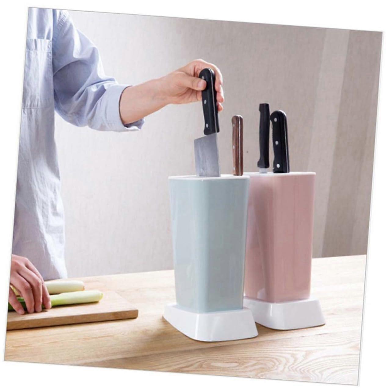 Kitchen Utensil Holder and Universal Knife Block, SpaceSaving Rotating Quick Dry Countertop Organizer, Pink Medium